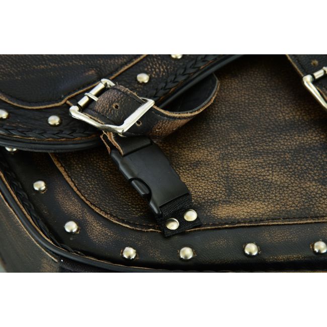 Dream Apparel Genuine Distressed Brown Naked Leather Concealed Carry Saddlebag