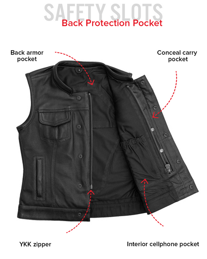 Jessica Perforated Women's Motorcycle Leather Vest