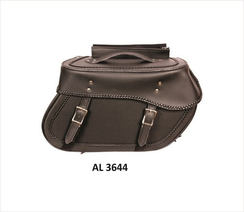 Allstate Leather Large Braided throw-over PVC Saddle Bag