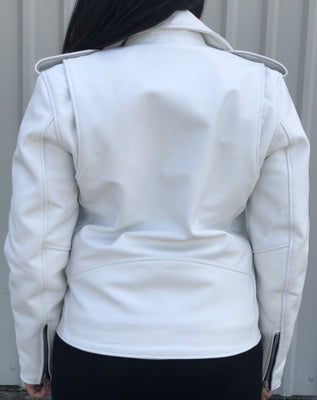 Allstate Leather Ladies Basic White Cowhide Jacket