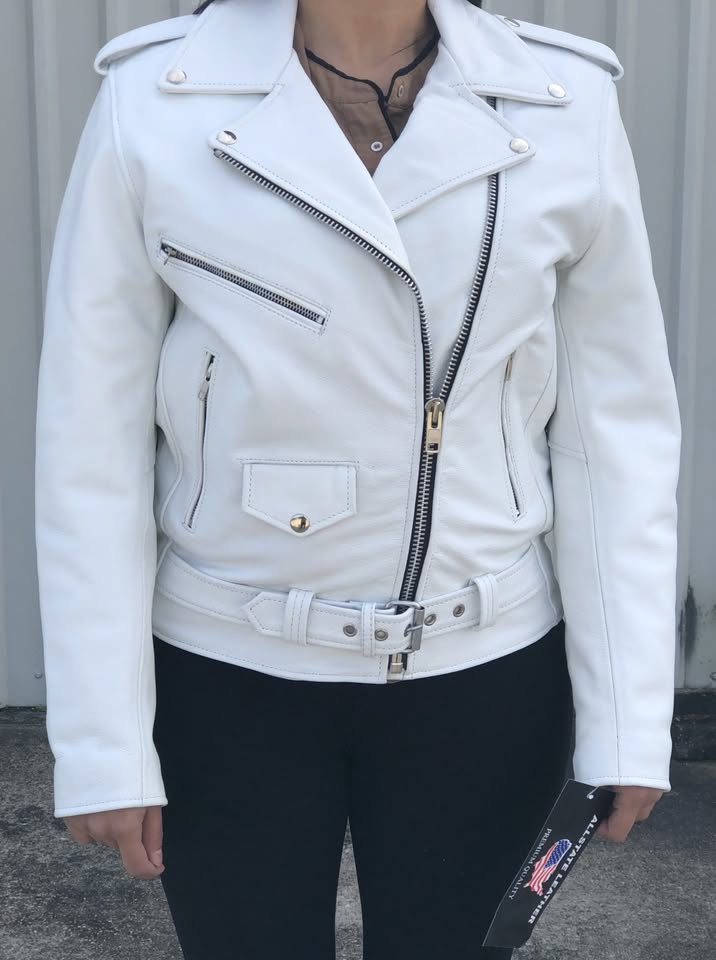 Allstate Leather Ladies Basic White Cowhide Jacket