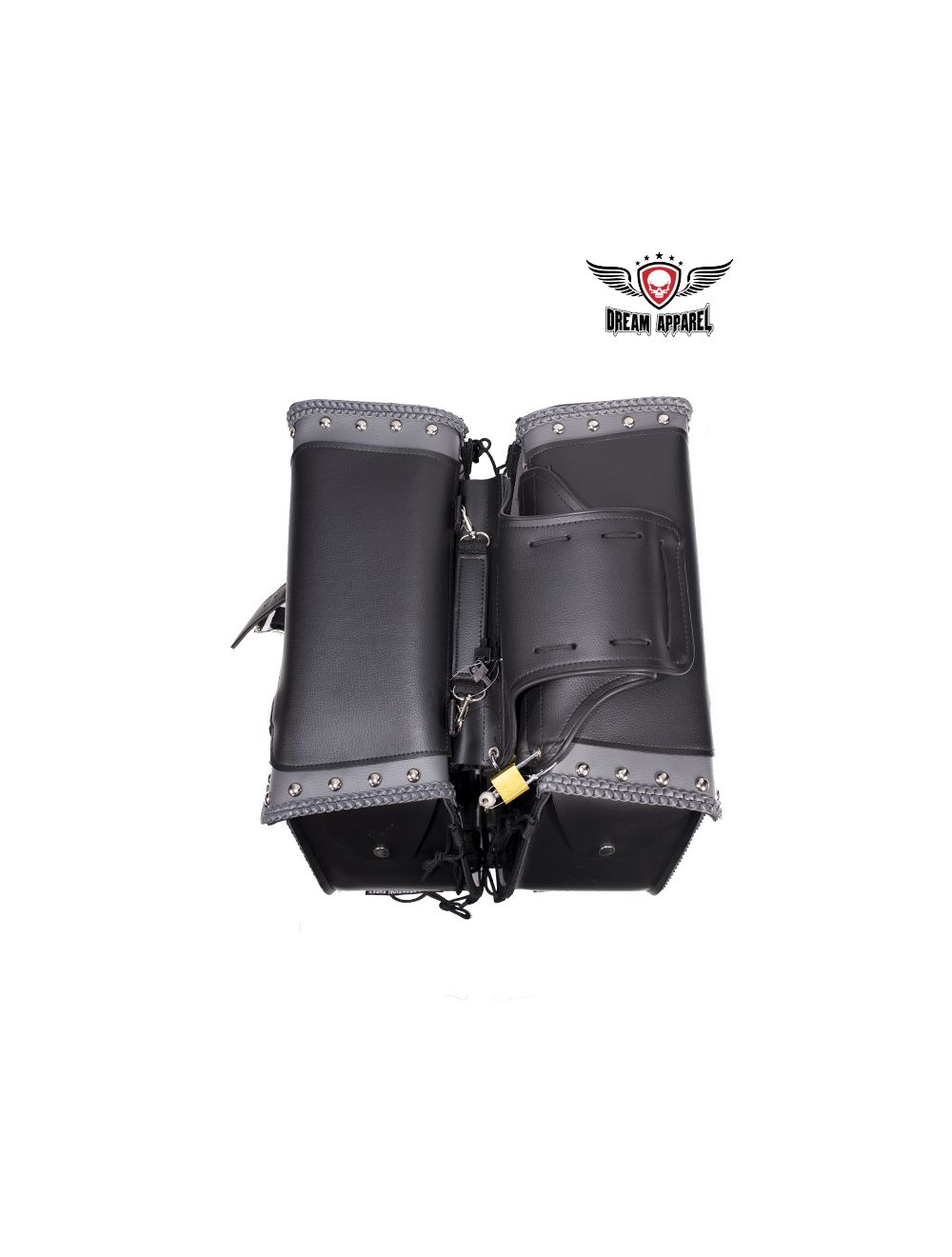 Dream Apparel Studded PVC Motorcycle Saddlebag With Gun Holsters