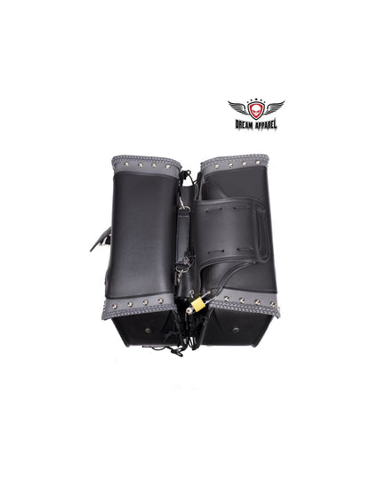 Dream Apparel Studded PVC Motorcycle Saddlebag With Gun Holsters