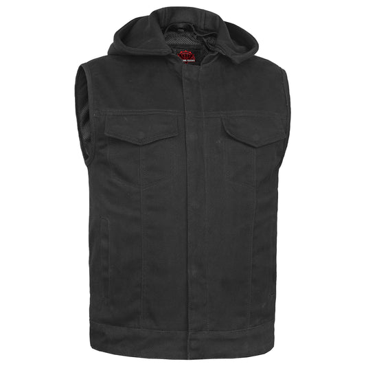 Men's Black Denim Single Back Panel Concealment Vest w/Rem