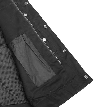 Men's Black Denim Single Back Panel Concealment Vest w/Rem