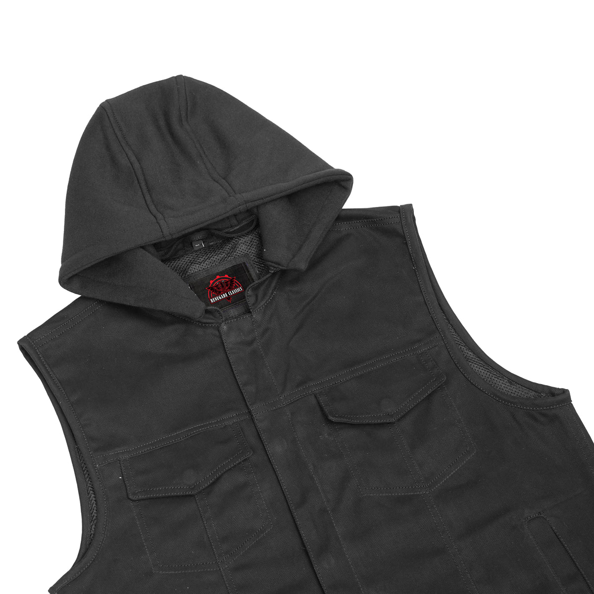 Men's Black Denim Single Back Panel Concealment Vest w/Rem