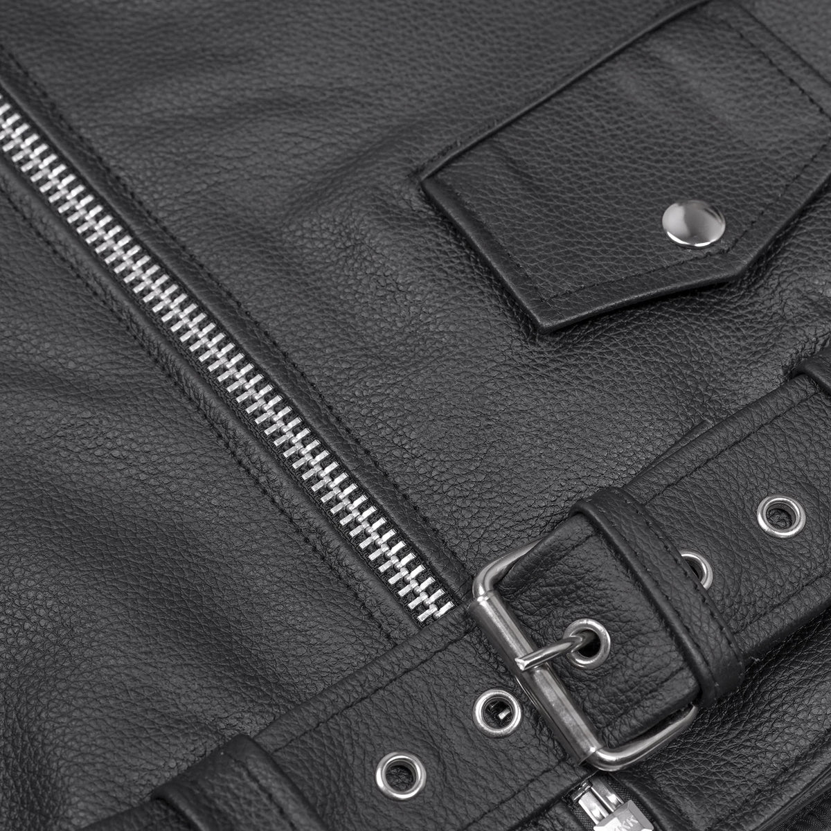Classic Star Black Men's Leather Motorcycle Jacket – Adjustable Fit