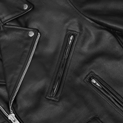 Super Arnold Men's Black Leather Jacket – Retro Design