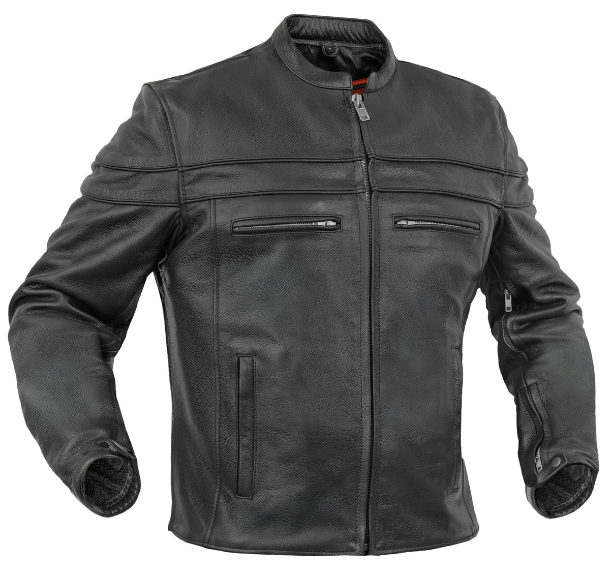 Renegade Classic Full Hand Black Leather Motorcycle Jacket