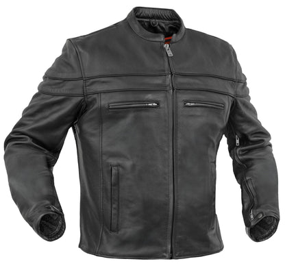 Renegade Classic Full Hand Black Leather Motorcycle Jacket