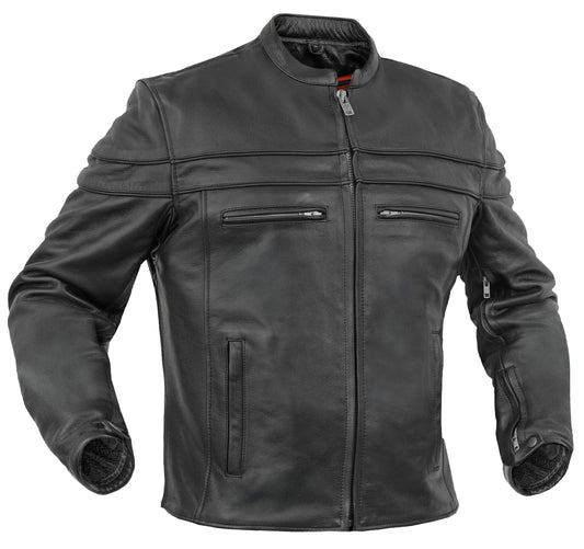 Renegade Classic Full Hand Black Leather Motorcycle Jacket