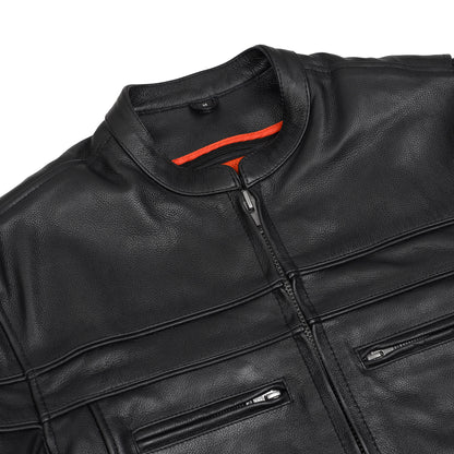 Renegade Classic Full Hand Black Leather Motorcycle Jacket