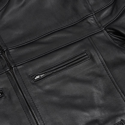 Renegade Classic Full Hand Black Leather Motorcycle Jacket