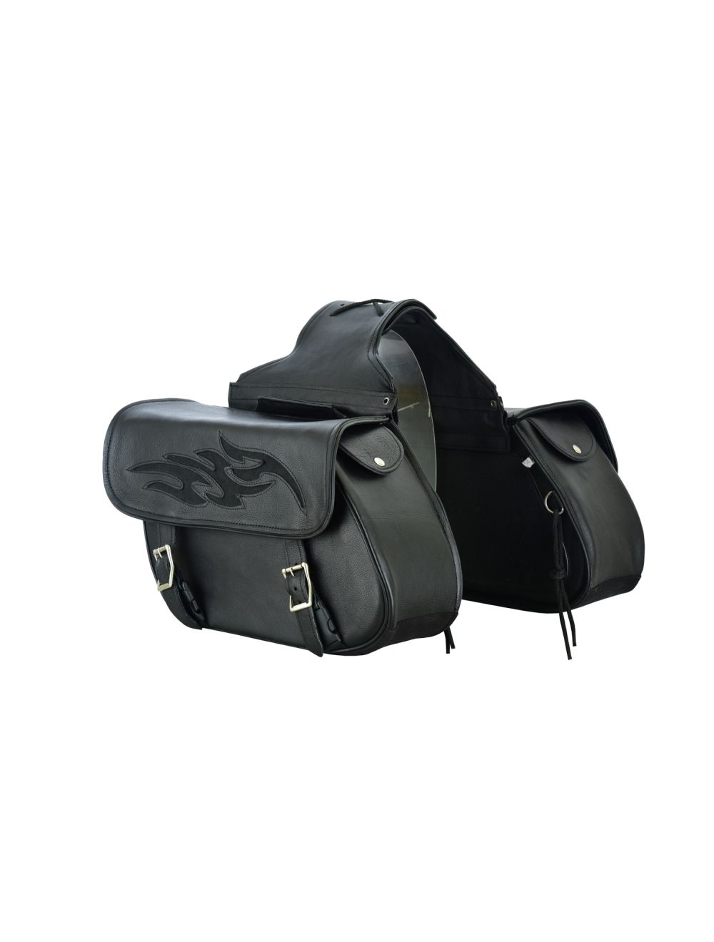 Genuine Naked Leather Concealed Carry Saddlebag with Flame