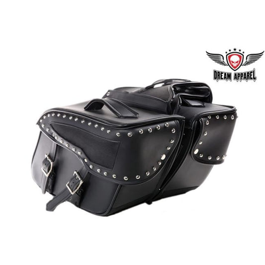 Dream Apparel PVC Motorcycle Saddlebag With Studs