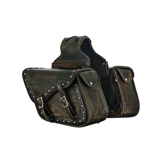 Dream Apparel Genuine Distressed Brown Naked Leather Concealed Carry Saddlebag