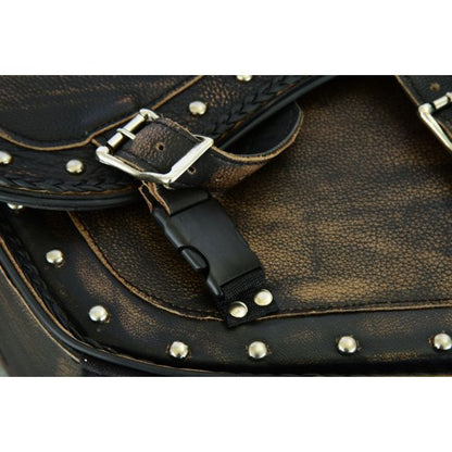 Dream Apparel Genuine Distressed Brown Naked Leather Concealed Carry Saddlebag
