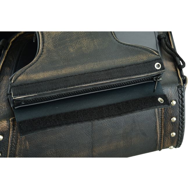 Dream Apparel Genuine Distressed Brown Naked Leather Concealed Carry Saddlebag