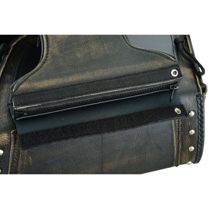 Dream Apparel Genuine Distressed Brown Naked Leather Concealed Carry Saddlebag