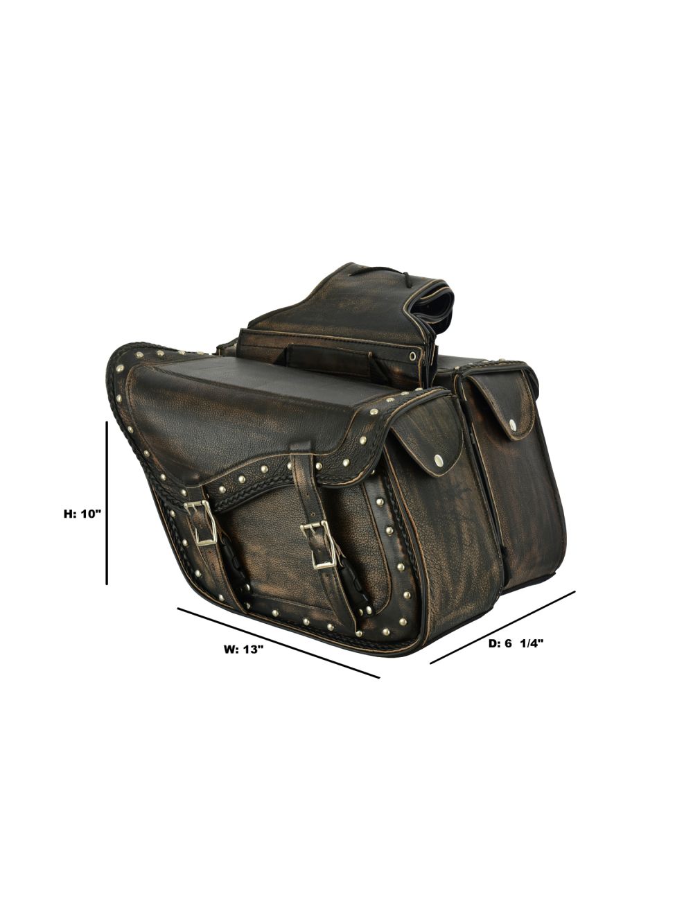 Dream Apparel Genuine Distressed Brown Naked Leather Concealed Carry Saddlebag