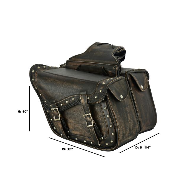 Dream Apparel Genuine Distressed Brown Naked Leather Concealed Carry Saddlebag
