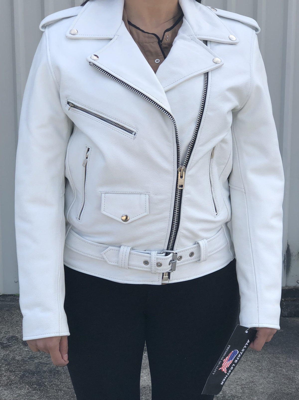 Allstate Leather Ladies Basic White Cowhide Jacket