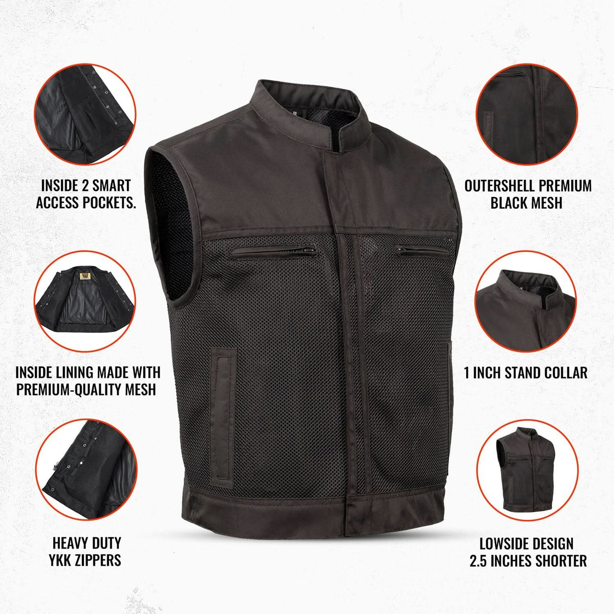 Blaze Lowcut Men's Motorcycle Mesh Vest