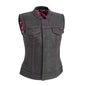 Jessica Women's  Motorcycle Leather Vest - Pink - Limited Edition