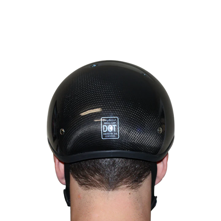 D.O.T. Daytona Skull Cap W/O Visor- Grey Carbon Fiber