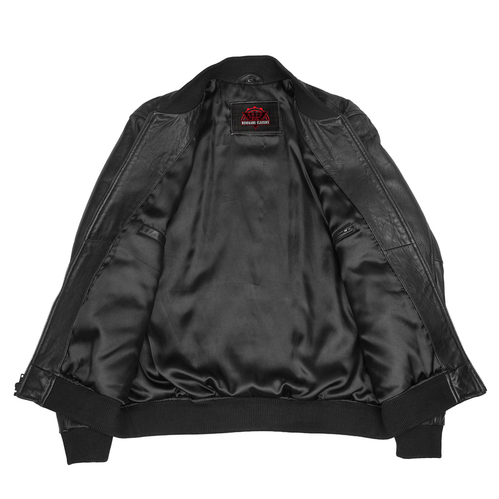 Stalwart Men's Fashion Black Leather Bomber Jacket