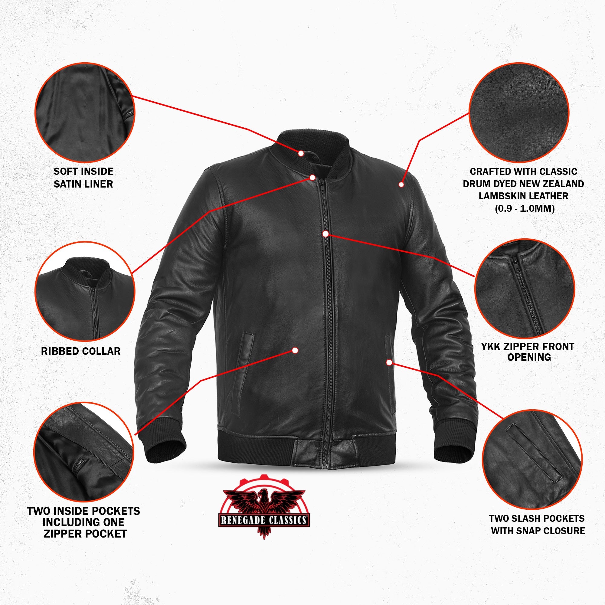 Stalwart Men's Fashion Black Leather Bomber Jacket