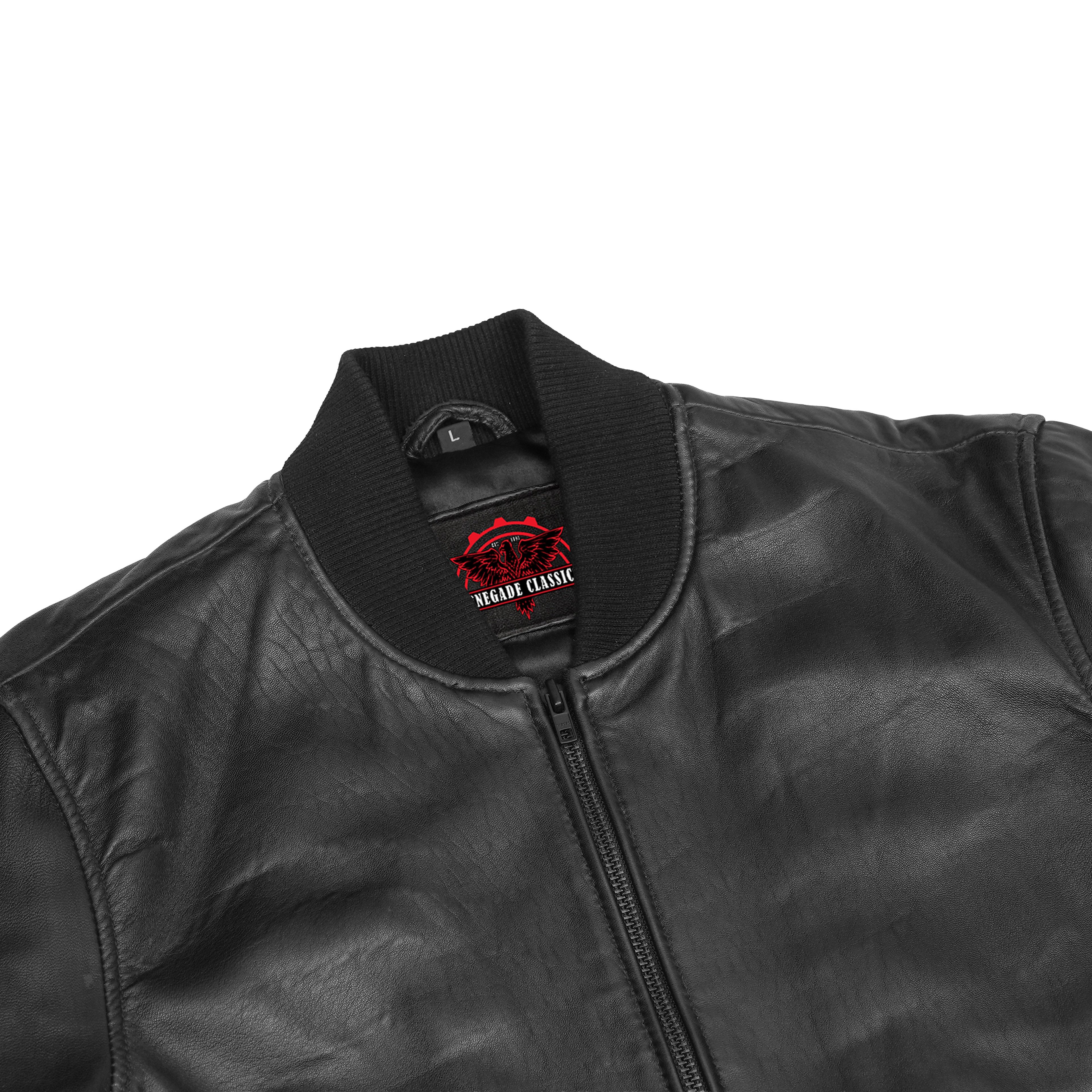 Stalwart Men's Fashion Black Leather Bomber Jacket