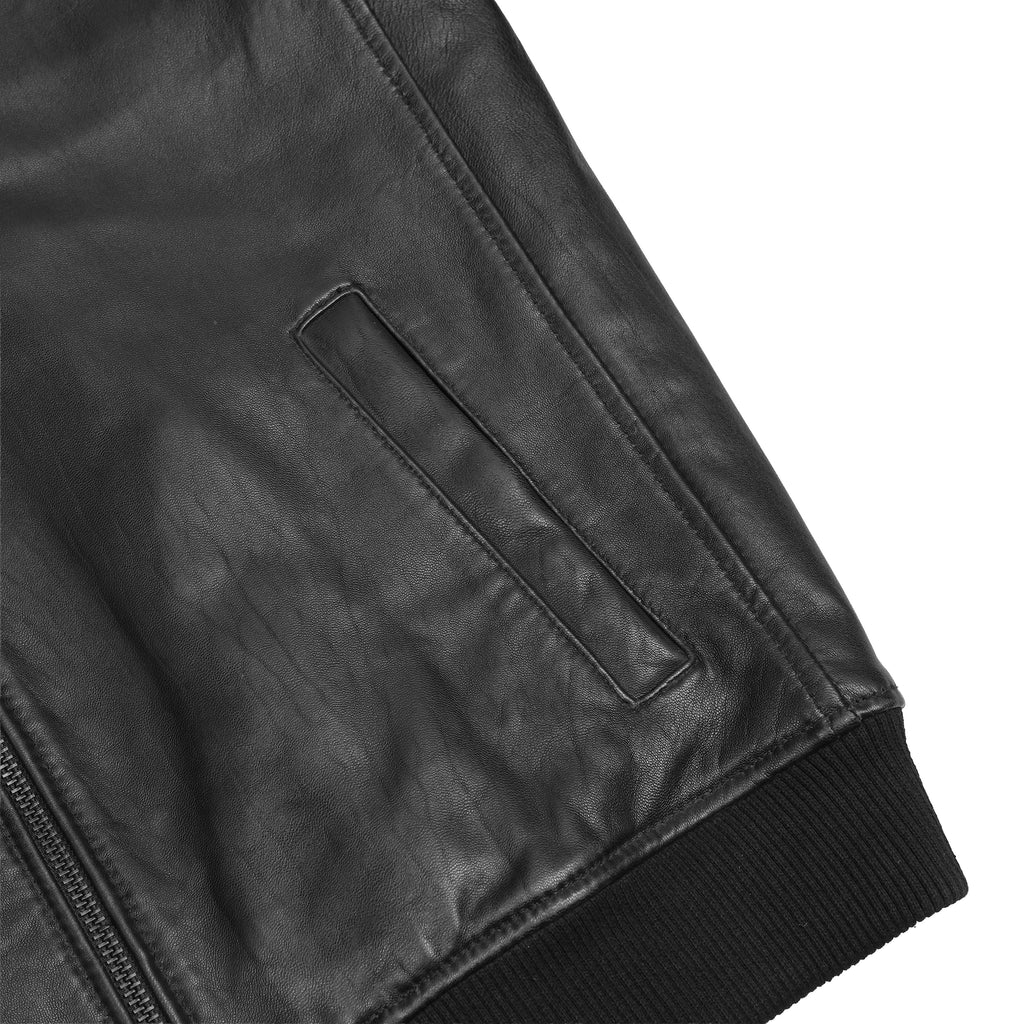 Stalwart Men's Fashion Black Leather Bomber Jacket